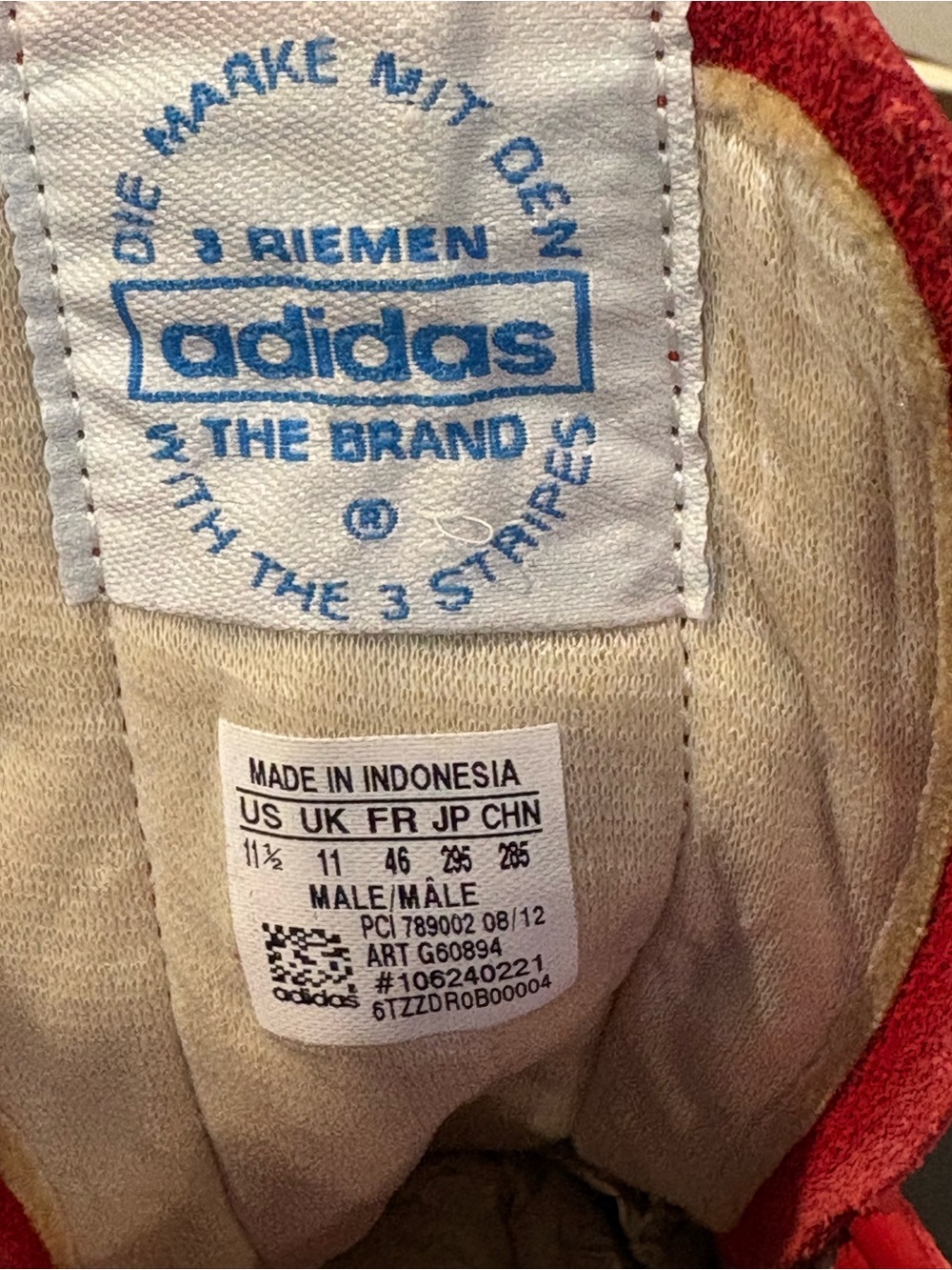 Adidas Basket Profi Red Suede High Top Sneakers Men’s Size 11.5 G60894 Worn Once - Picture 7 of 9